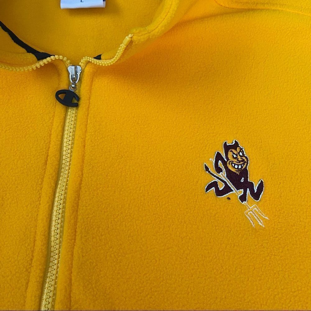 Vintage Champion ASU Sun Devils Fleece Pull-Over Sweater Jacket Yellow L - Picture 4 of 7
